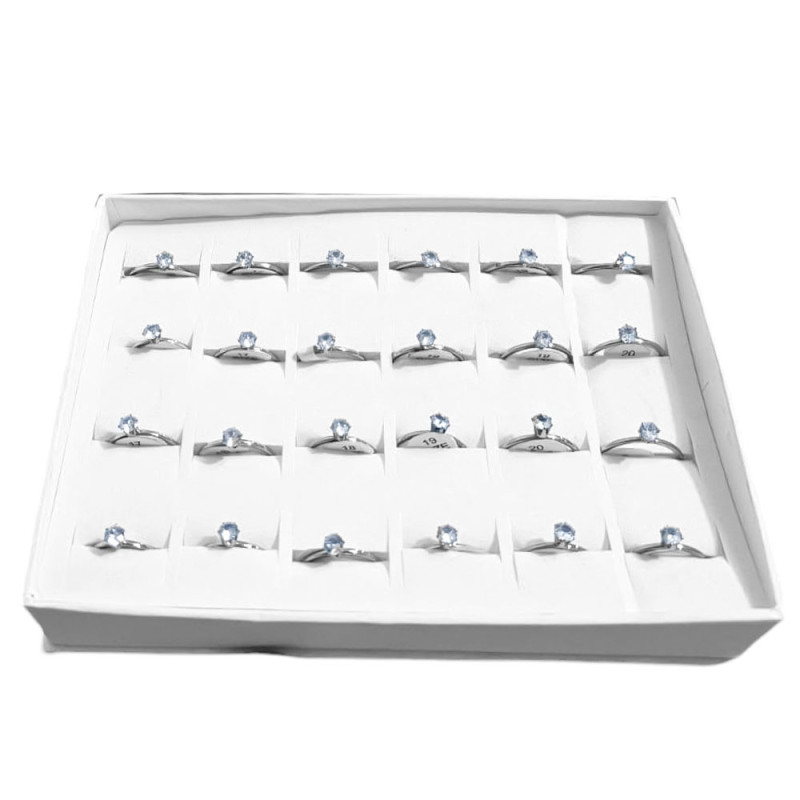 CAJA x24 BRILLANTE FLEJE ANCHO CUBIC ZIRCON ANILLO