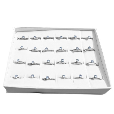 CAJA x24 BRILLANTE FLEJE ANCHO CUBIC ZIRCON ANILLO
