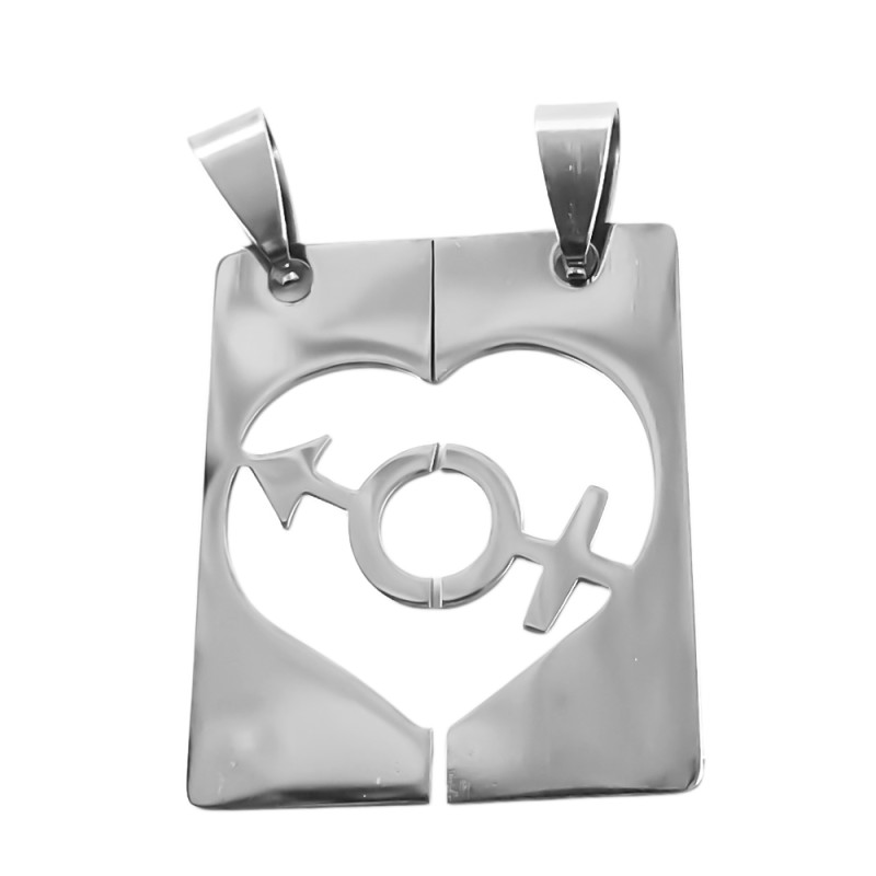 RECTANGULO C/ CORAZON CALADO Y FLECHA PARA COMPARTIR DIJE