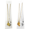 PACK DOS CABEZAS EN CORAZON TE AMO ACERO Y DORADO PARA COMPARTIR  45CM COLLAR