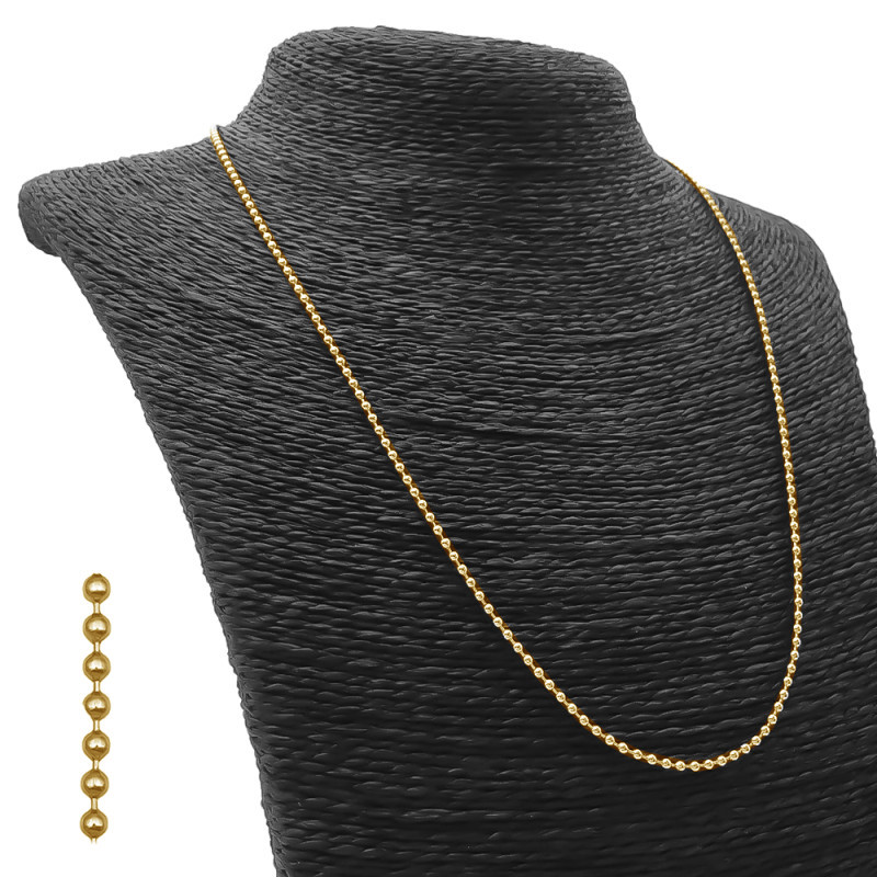 DORADO BOLITAS C/CIERRE CANOA 2.0MM-50CM CADENA