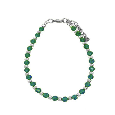 VERDE AB CRISTAL CUENTAS FACETADAS 4MM Y BOLITAS 19+5CM PULSERA / TOBILLERA