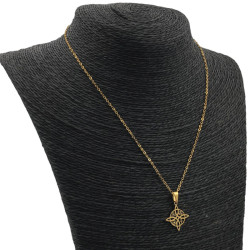 DORADO NUDO DE BRUJA CALADO C/ CUATRO SIMBOLOS 45+5CM REGULABLE COLLAR