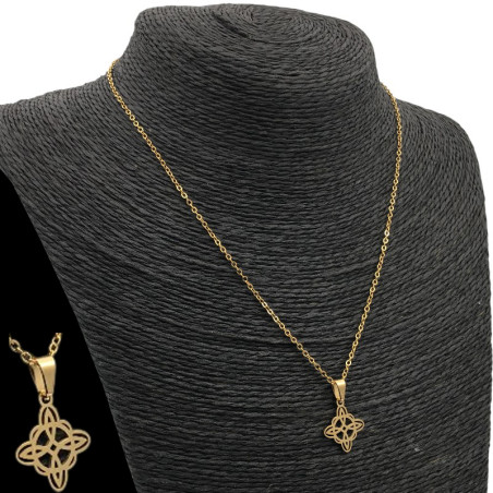 DORADO COLLAR NUDO DE BRUJA CALADO REDONDEADO 45+5CM REGULABLE COLLAR