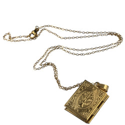 DORADO CADENA + RELICARIO RECTO LIBRO ARBOL DIJE