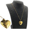 DORADO CADENA + RELICARIO CORAZON C/ DOS FLORES DIJE