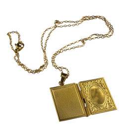 DORADO CADENA + RELICARIO RECTANGULAR DIJE