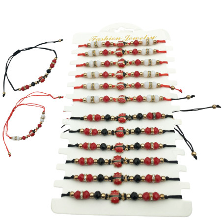 DORADO BLISTER x12 HILO VAQUITA DE SAN ANTONIO 2 DOS MOTIVOS REGULABLE PULSERA / TOBILLERA