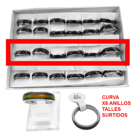 CURVA X6 ANILLOS TERMOCROMICO CAMBIA DE COLOR SEGÚN LA TEMPERATURA ANILLO