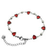 BOLITAS Y ROJO CRISTAL CORAZONES DE COSTADO 18+5.5CM REGULABLE PULSERA