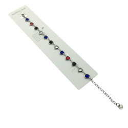 BOLITAS Y VARIOS COLORES CRISTAL CORAZONES DE COSTADO 18+5.5CM REGULABLE PULSERA