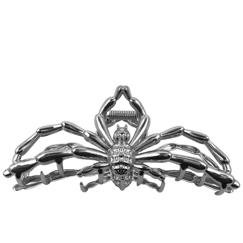 BROCHE PELO ARAÑA PLATEADA GRANDE COCODRILO