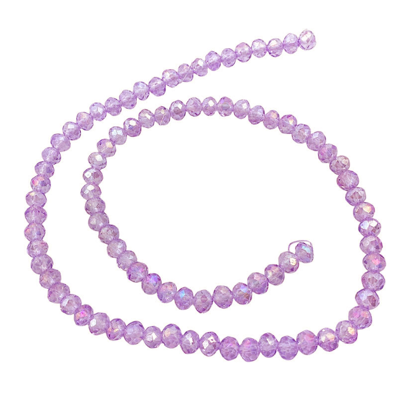 2MM LILA ROSADO TRASLUCIDO CUENTA FACETADA PERFORADA VIDRIO TIRA