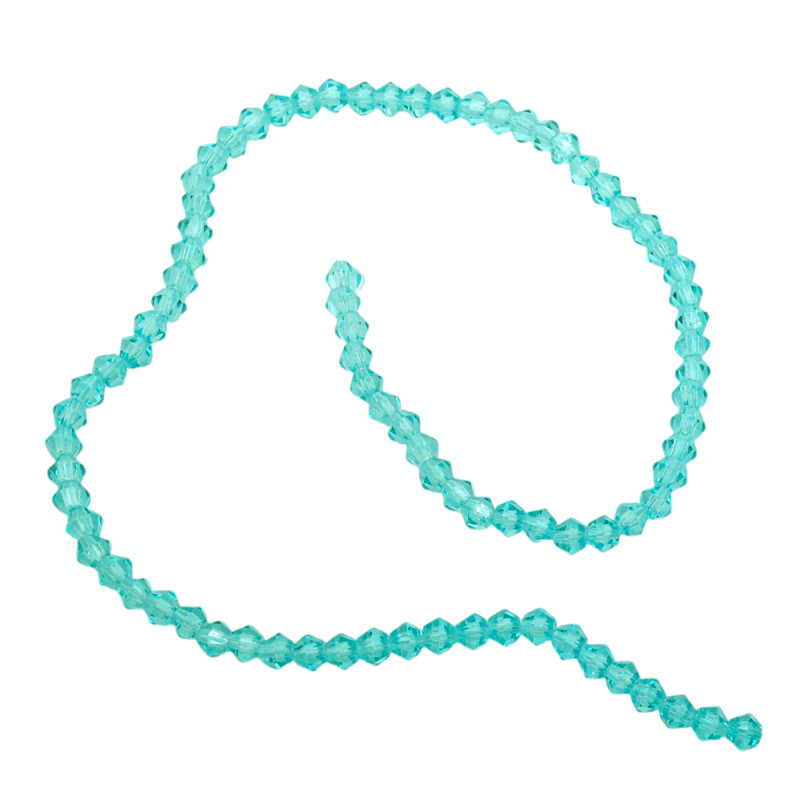 4MM CONO VERDE TURQUESA TRASLUCIDO FACETADO PERFORADO VIDRIO TIRA