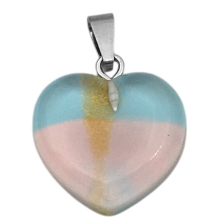 ROSA / CELESTE / ARENA CORAZON CRISTAL RAINBOW DIJE