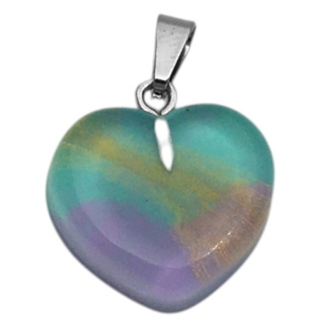 LILA / AGUA MARINA / ARENA CORAZON CRISTAL RAINBOW DIJE