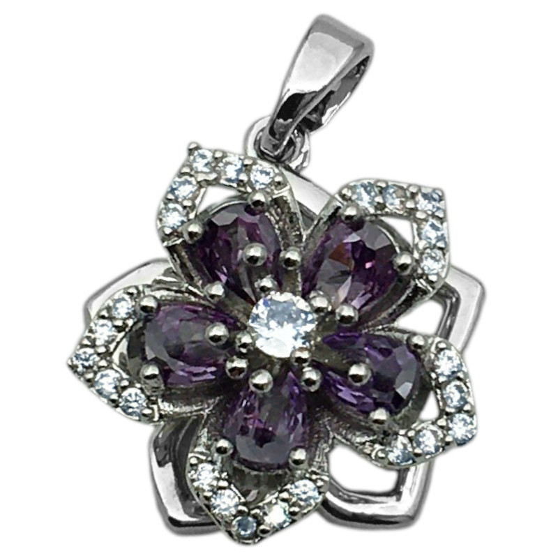 VIOLETA GIRATORIO FLOR CUBIC CRISTAL CINCO PETALOS CENTRO CRISTAL M:N DIJE
