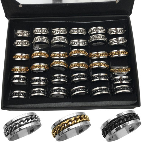 CAJA X36 FONDO ACERO TRES COLORES Y CADENA GIRATORIA ANILLO