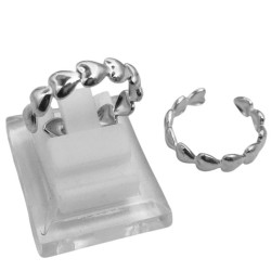 CURVA X6 ANILLOS ABIERTOS CORRIDO DE CORAZONES BOMBE ACERO Y DORADO ANILLO