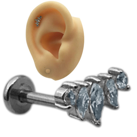 UNIDAD PIRAMIDE SEMILLAS CINCO CUBIC ZIRCON HELIX TREPADOR ROSCA INTERNA PIERCING