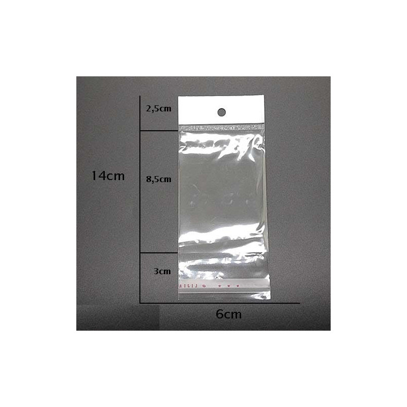 200 UNIDADES 6*14 CM BOLSITA BLISTERA PARA COLGAR AUTOADHESIVA