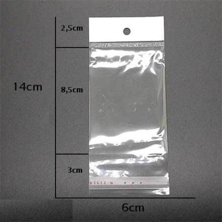 200 UNIDADES 6*14 CM BOLSITA BLISTERA PARA COLGAR AUTOADHESIVA