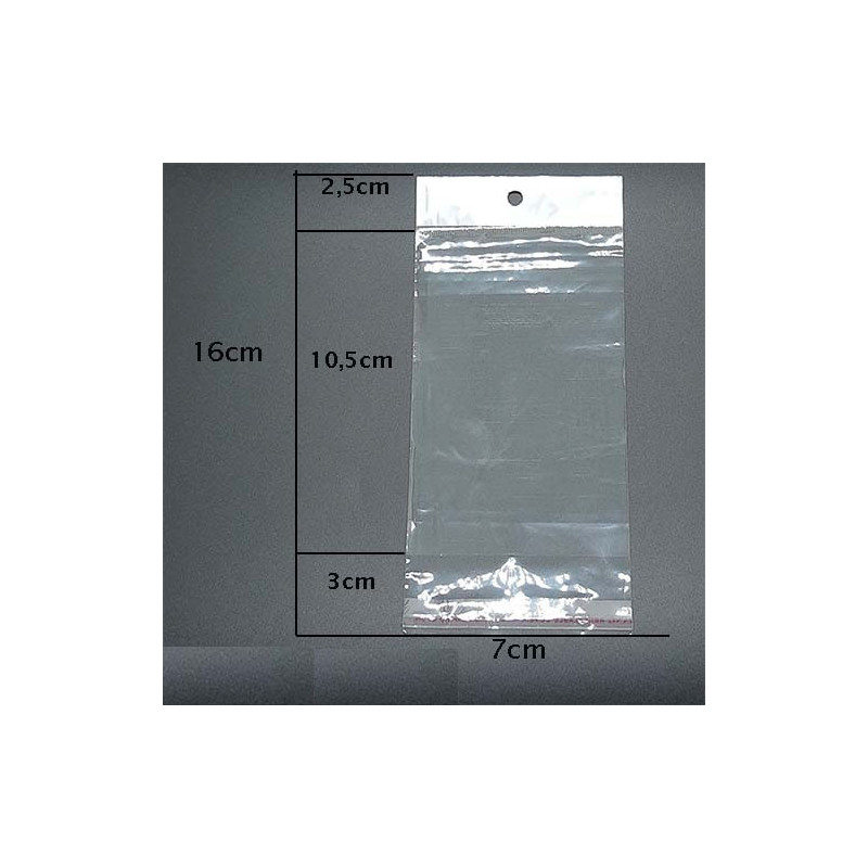 200 UNIDADES 7*16 CM BOLSITA BLISTERA PARA COLGAR AUTOADHESIVA