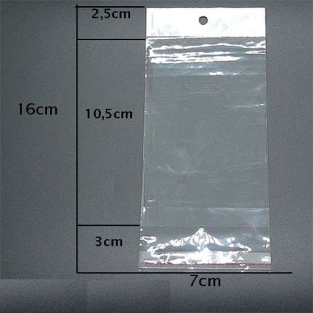 200 UNIDADES 7*16 CM BOLSITA BLISTERA PARA COLGAR AUTOADHESIVA