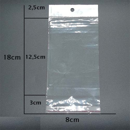 200 UNIDADES 8*18 CM BOLSITA BLISTERA PARA COLGAR AUTOADHESIVA