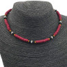 BORDO OSCURO FIMO Y CUENTAS REGULABLE 40+5CM TIPO CHOKER GARGANTILLA COLLAR