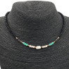 NEGRO C/ NACAR CENTRAL Y COLORES LATERALES REGULABLE 40+5CM TIPO CHOKER GARGANTILLA COLLAR