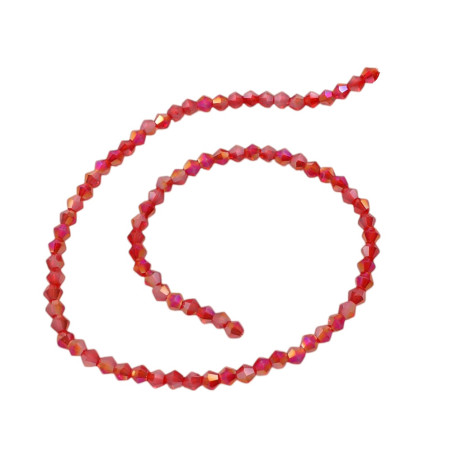 3MM CONO ROJO CLARO TRASLUCIDO AB FACETADO PERFORADO VIDRIO TIRA