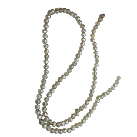 4MM FUME TRASLUCIDO AB TORNASOLADO CUENTA FACETADA PERFORADA VIDRIO TIRA