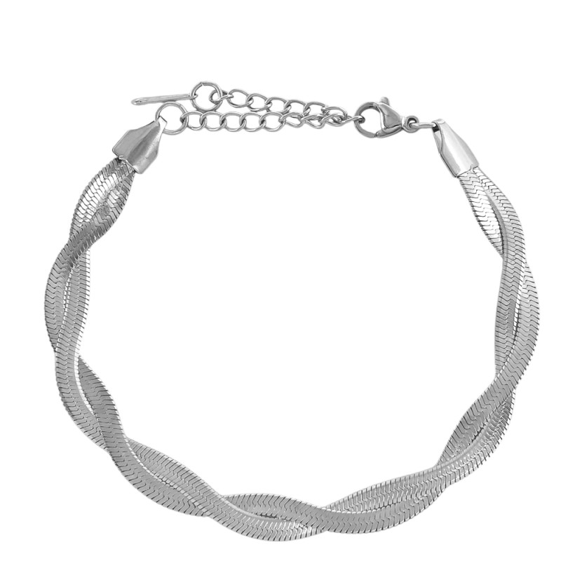 DOBLE CINTA PLANA TRENZADA 5MM - 17+5CM PULSERA