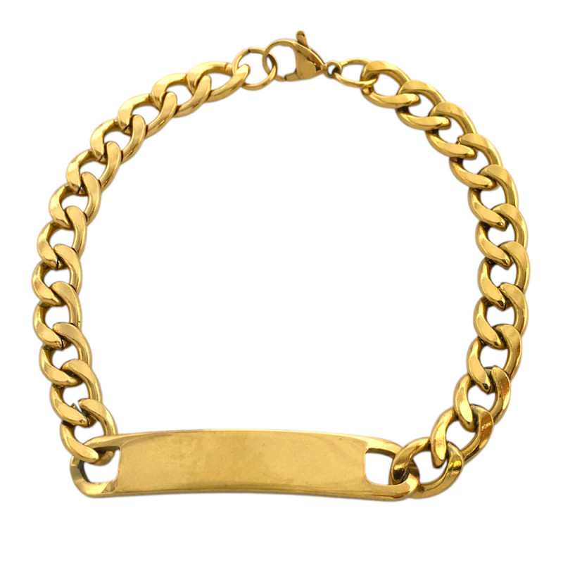 DORADO GROUMET PLANA 19 CM P/ GRABAR 1.8NK (7MM)-19CM IDENTIFICACION PULSERA