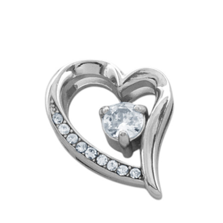 CORAZON CALDO C/ CENTRO DE CUBIC Y STRASS EN UN LATERAL DIJE