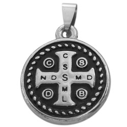 CRUZ SAN BENITO BIFAZ RELIEVE UNA CARA NEGRA DIJE