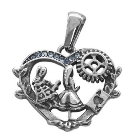 ALICIA  EN CORAZON CALADO C/ STRASS RELIEVE DIJE