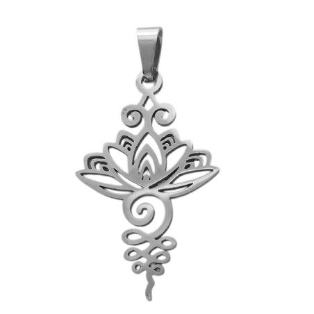 FLOR DE LOTO Y SIMBOLO UNALOME DIJE