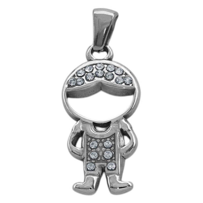 NENE CABEZA CALADA C/ STRASS CRISTAL BRAZOS EN CINTURA DIJE