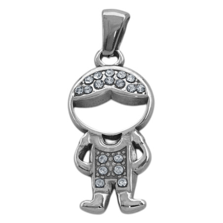 NENE CABEZA CALADA C/ STRASS CRISTAL BRAZOS EN CINTURA DIJE