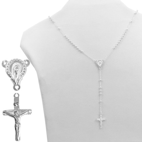 BLANCO 3MM ROSARIO C/ RECTA Y CRISTO (UNISEX)