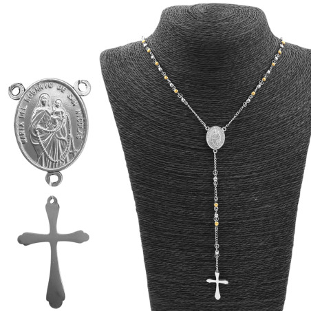 4MM COMBINADO ROSARIO C/ CRUZ LISA Y CENTRO VIRGEN DEL ROSARIO Y TRIANGULO SANTISIMA TRINIDAD (UNISEX)