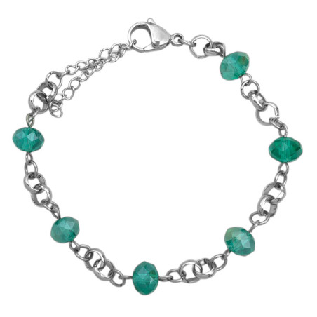 TRASLUCIDO VERDE ESMERALDA CUENTAS 8MM Y ROLO 18+5CM PULSERA