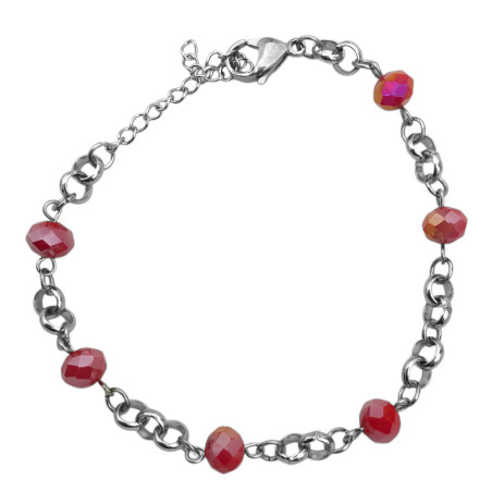 ROJO PLENO AB CUENTAS 8MM Y ROLO 18+5CM PULSERA