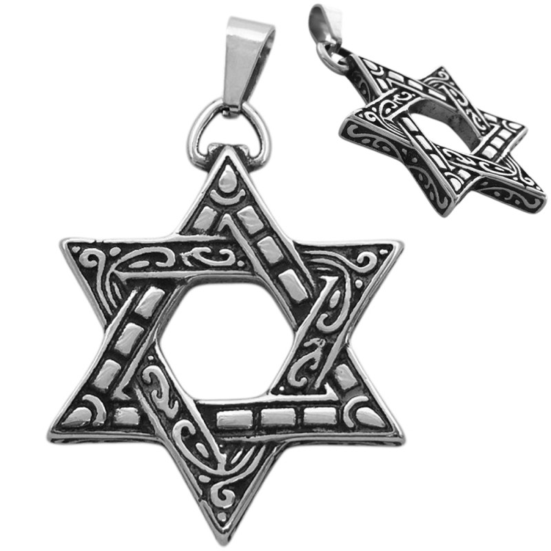 ESTRELLA DE DAVID 40MM 3D C/ DETALLES GRUESA DIJE