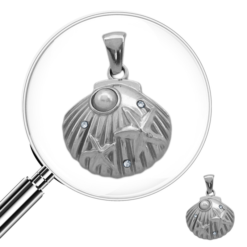 OSTRA C/ UNA PERLA Y DOS ESTRELLAS DE MAR RELIEVE DIJE