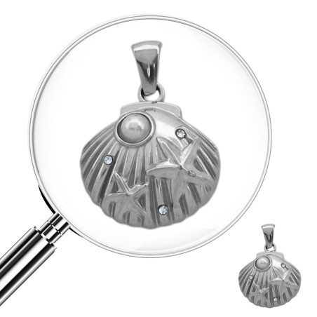 OSTRA C/ UNA PERLA Y DOS ESTRELLAS DE MAR RELIEVE DIJE