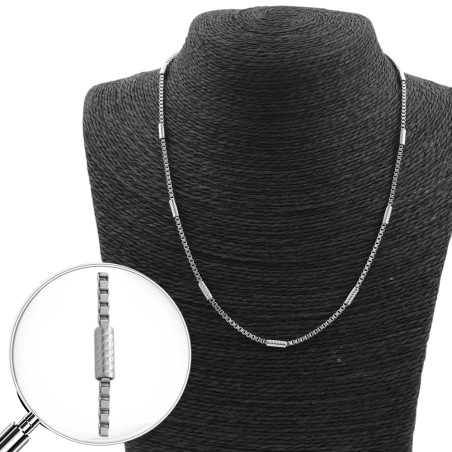 C/ CANUTILLO PLATEADO RAYADO VENECIANA 1.9 (APROX 1.9MM) - 55 CM CADENA