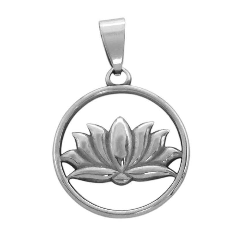 FLOR DE LOTO C/ RELIEVE EN CIRCULO CALADO DIJE